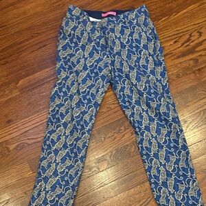 Lilly Pulitzer Blue and White Leopard-Print Leggings